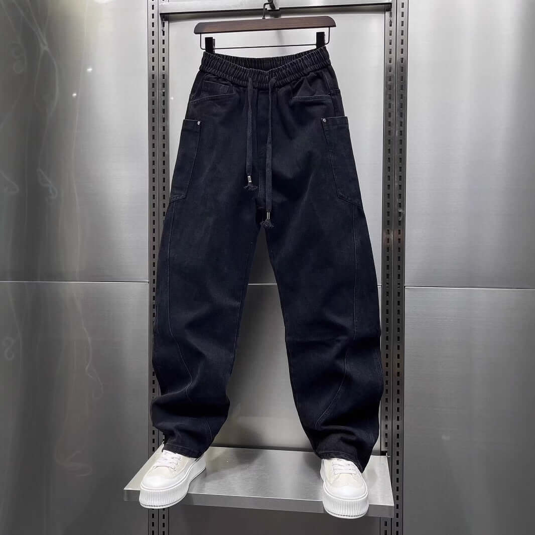 2025 Spring and Autumn Vintage Jeans Men's Trendy Brand Scimitar Pants American Casual Washed Retro Cargo Pants