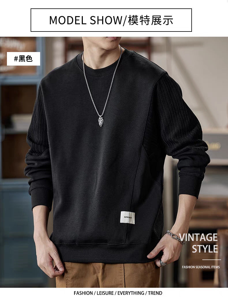 Sweat-shirt pour homme Col rond, coupe ample, style décontracté et élégant, manches longues