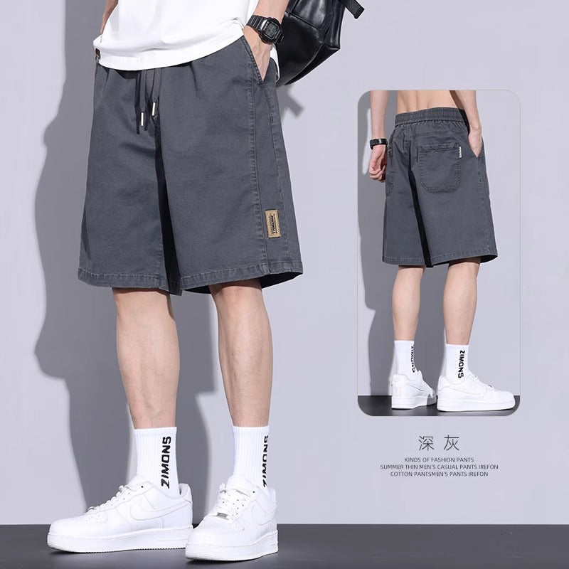 Short en coton pour homme Léger, coupe ample et droite, style décontracté et sportif avec taille élastique