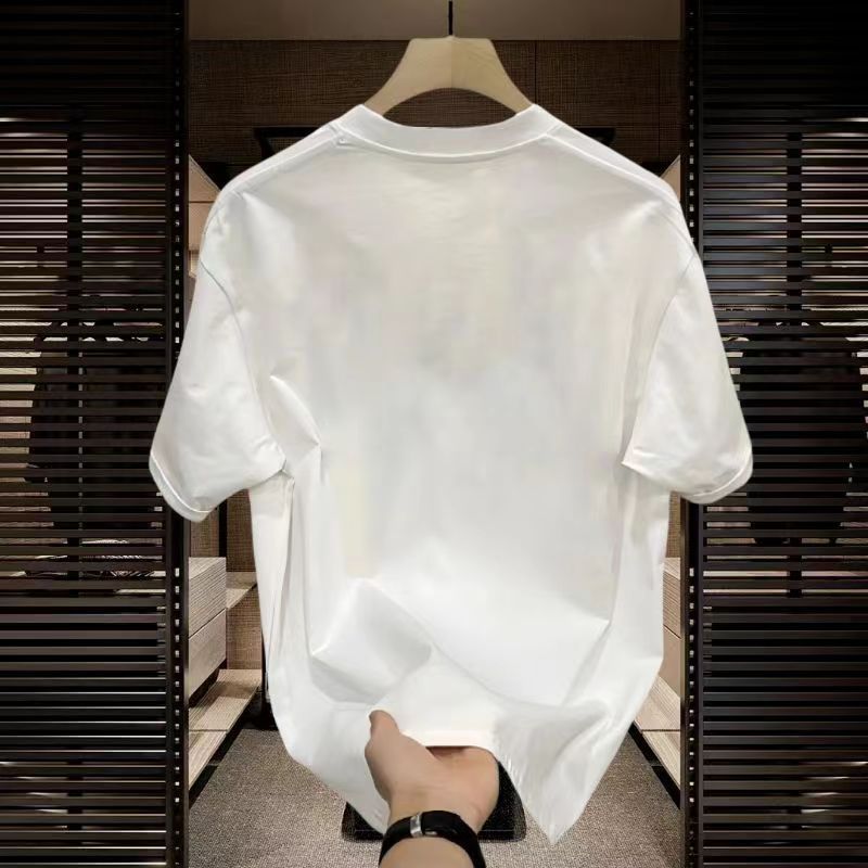 T-shirt homme imprimé coton, col rond, manches courtes ou longues, coupe ample tendance
