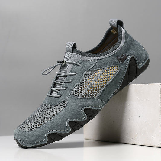 Baskets décontractées pour homme  été, grandes tailles, cuir et maille respirante