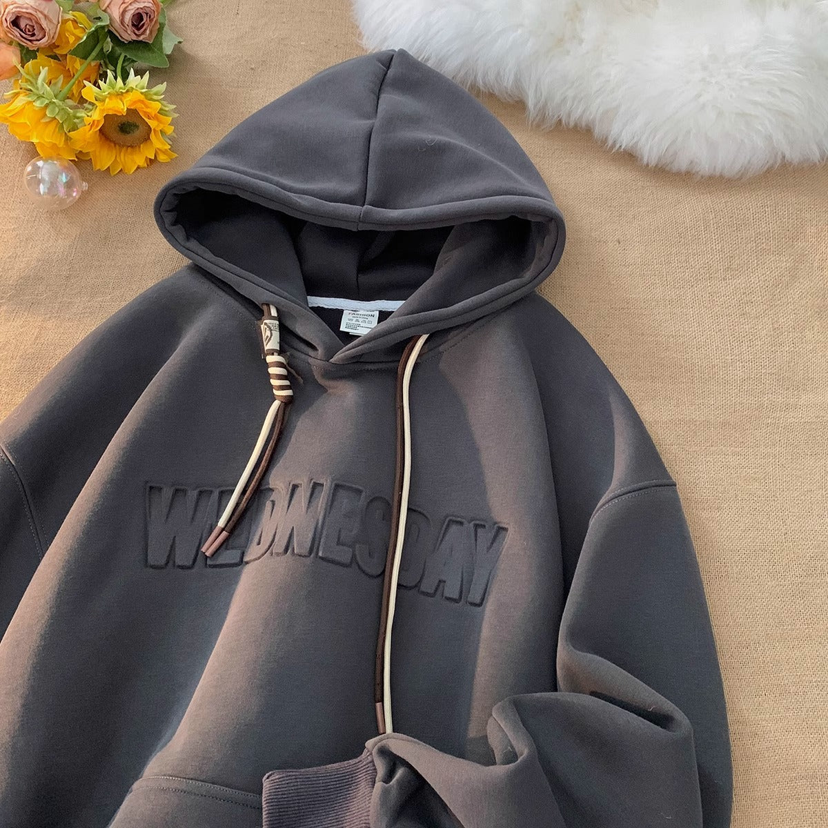 Sweat-shirt homme épais à capuche style urbain, coupe confortable, pour printemps et automne