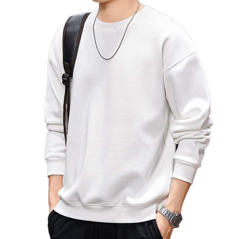 Sweat-shirt uni pour homme Col rond, coupe ample et décontractée, manches longues, style polyvalent