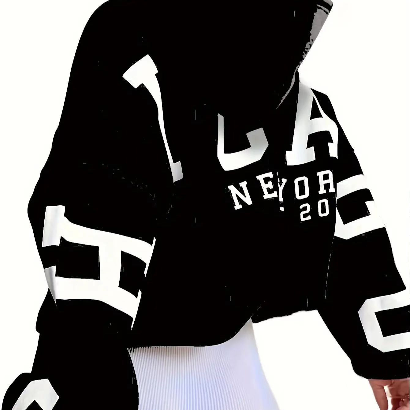 Sweat à capuche en molleton imprimé dos Style streetwear européen et américain