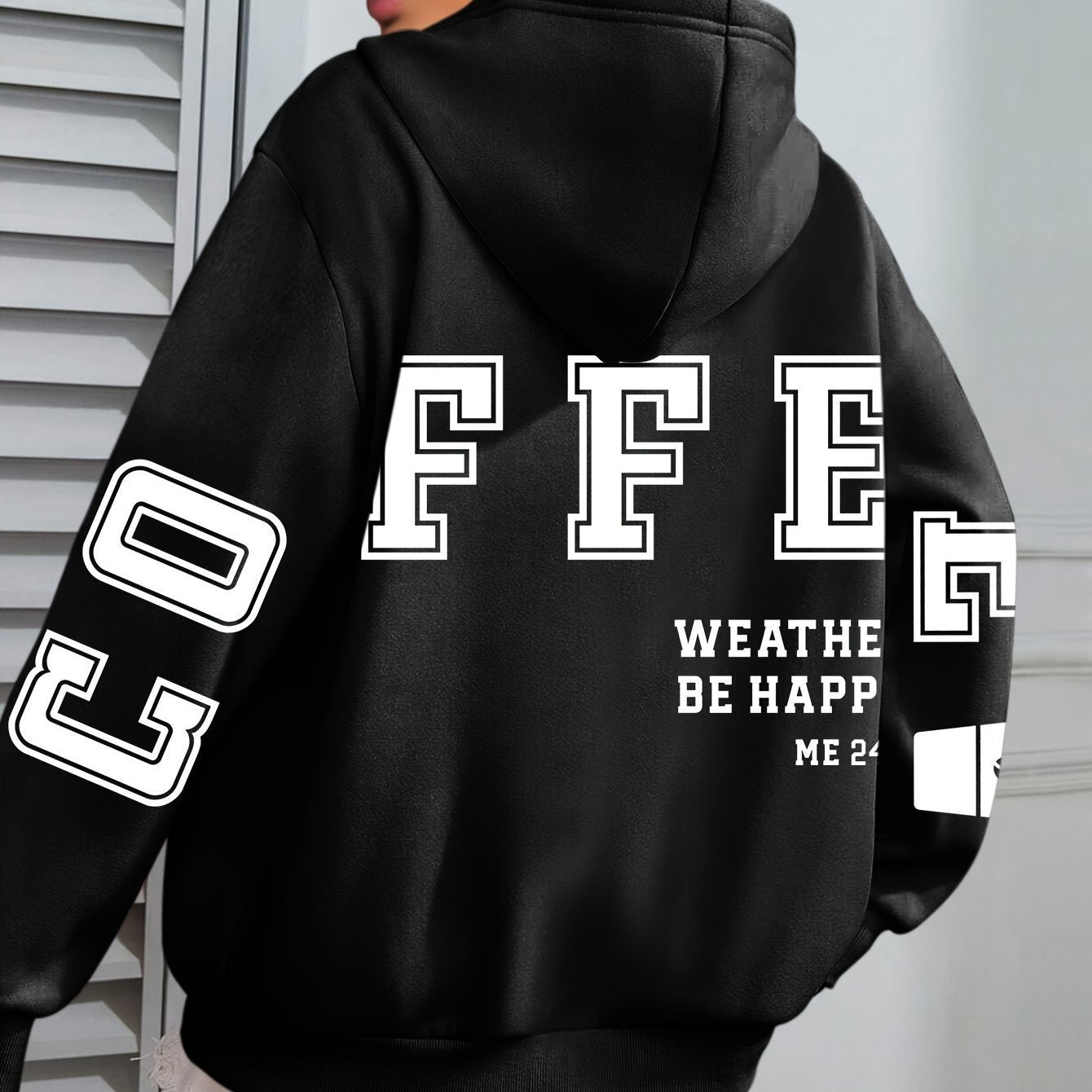 Sweat à capuche imprimé "COFFEE" style européen Casual & tendance