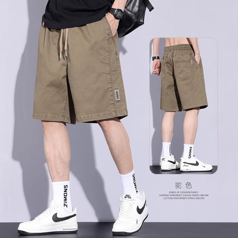 Short en coton pour homme Léger, coupe ample et droite, style décontracté et sportif avec taille élastique
