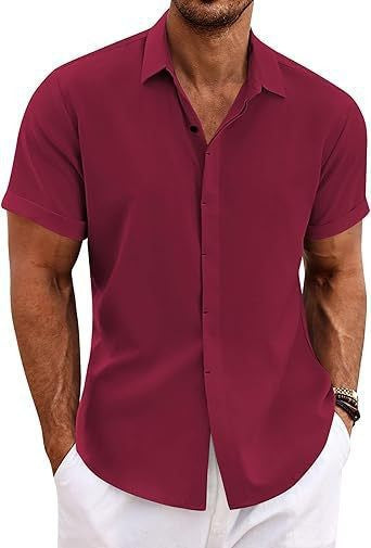 Chemise Homme Lin Manches Courtes Style Décontracté & Estival