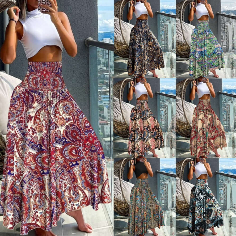 2024 independent station TEMU Amazon new summer fashion high-waisted thin printed women's skirt women