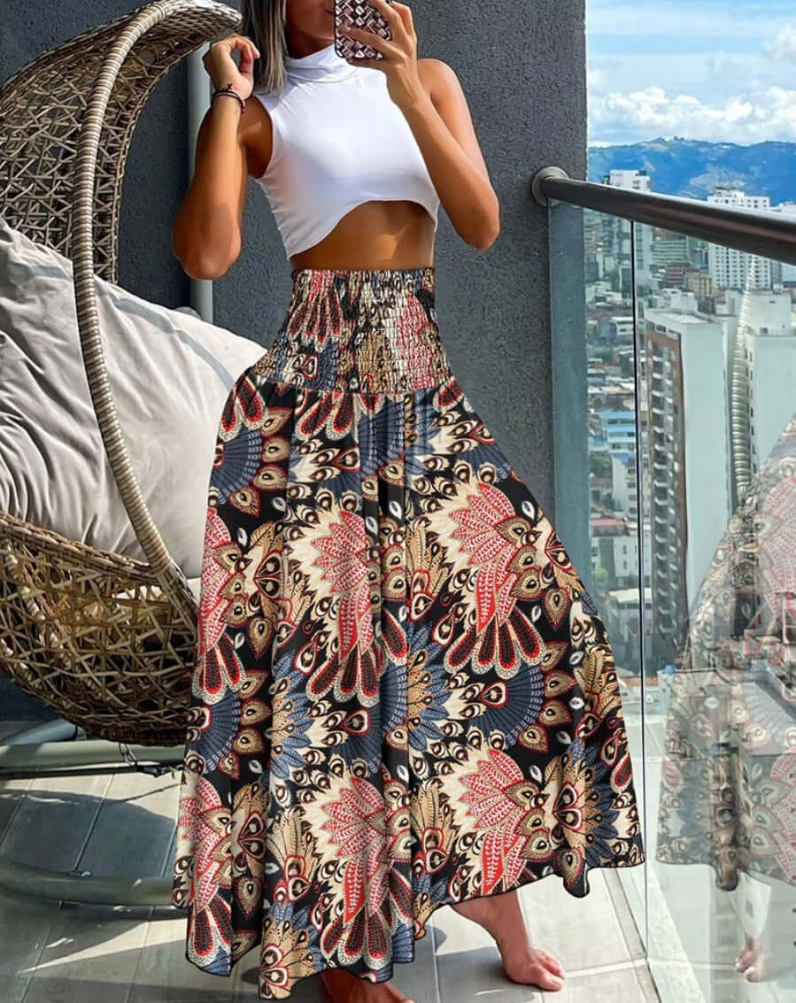 2024 independent station TEMU Amazon new summer fashion high-waisted thin printed women's skirt women