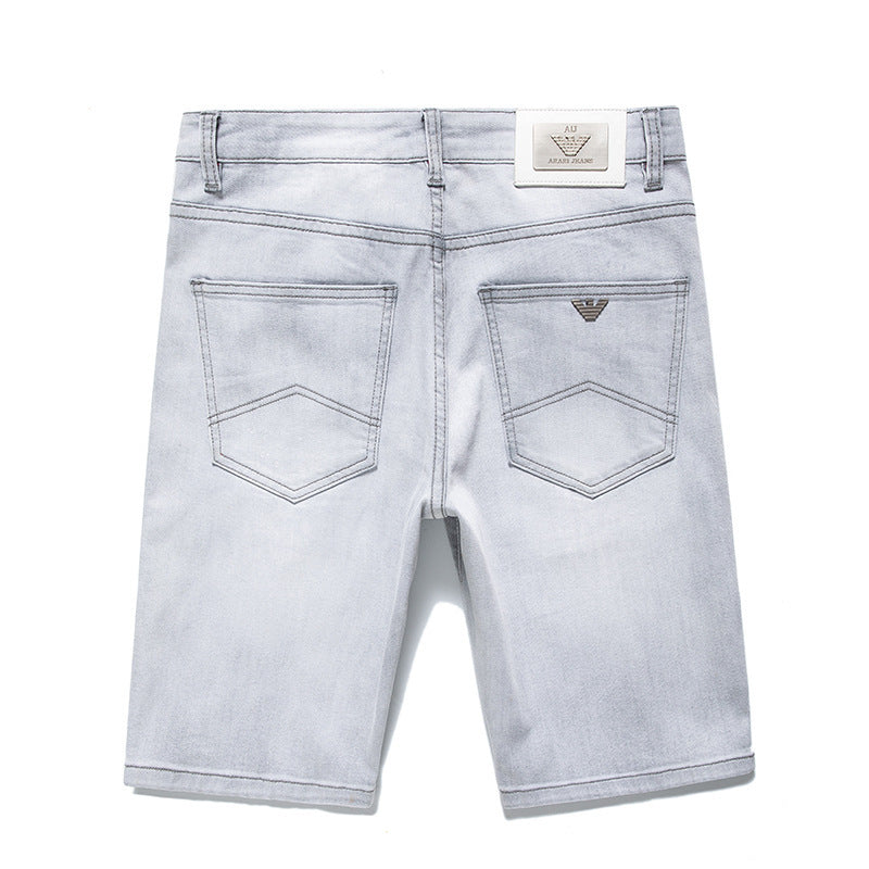 Jean gris clair pour homme, style européen et américain, coupe droite et courte, idéal pour l'été, pantalon mi-long décontracté.