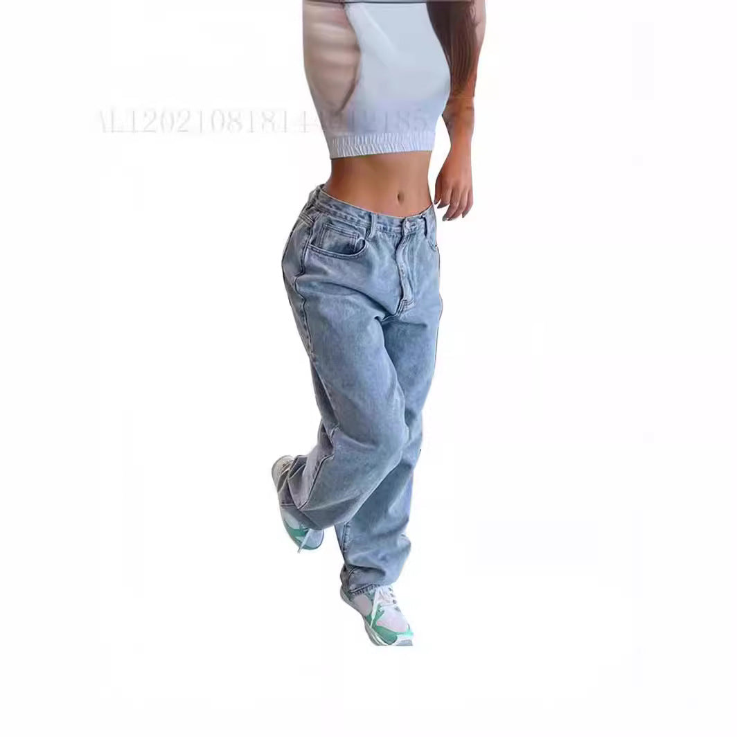 Jean Femme Coupe Ample Rétro Style Décontracté Européen & Américain