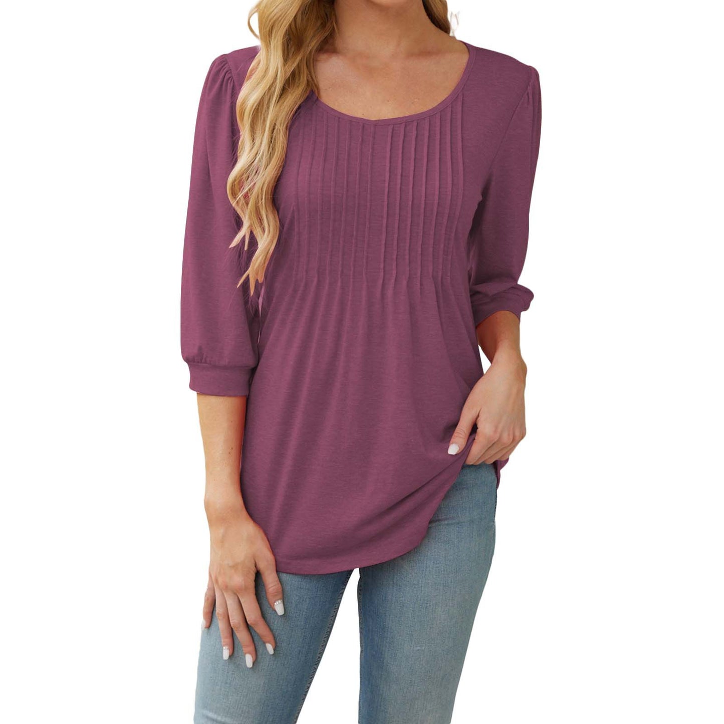 Round Neck Drawstring Half Sleeve Women's T-shirt Tops
