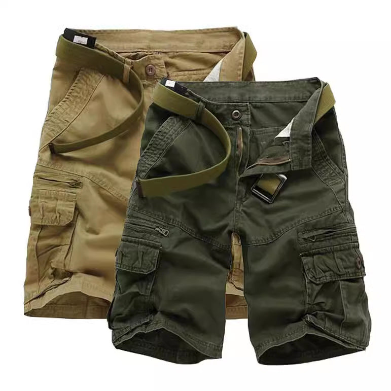Short cargo en coton pour homme Mi-long, multi-poches, style décontracté et sportif, tissu épais et résistant