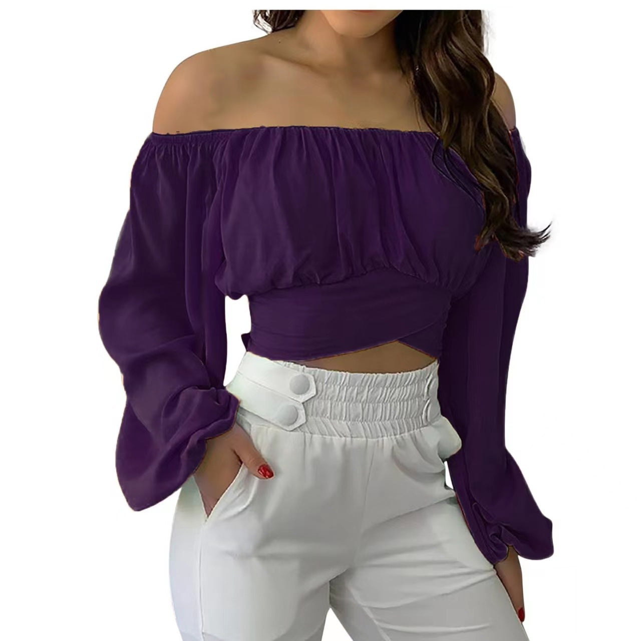 Top à Épaules Dénudées Style Croisé Tendance