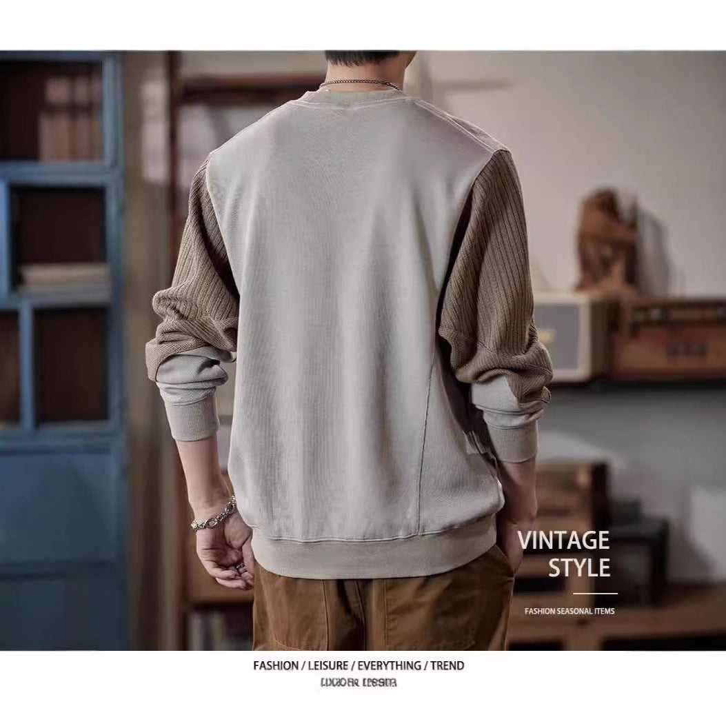 Sweat-shirt pour homme Col rond, coupe ample, style décontracté et élégant, manches longues