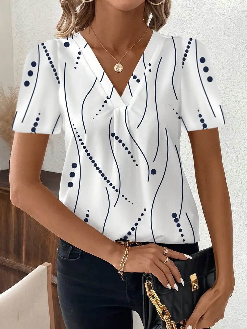 T-shirt Femme Imprimé Col V & Style Décontracté