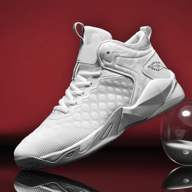 Four seasons new men's shoes, basketball shoes, flying woven mesh, breathable mid-top training shoes, cross-border foreign trade men's sneakers