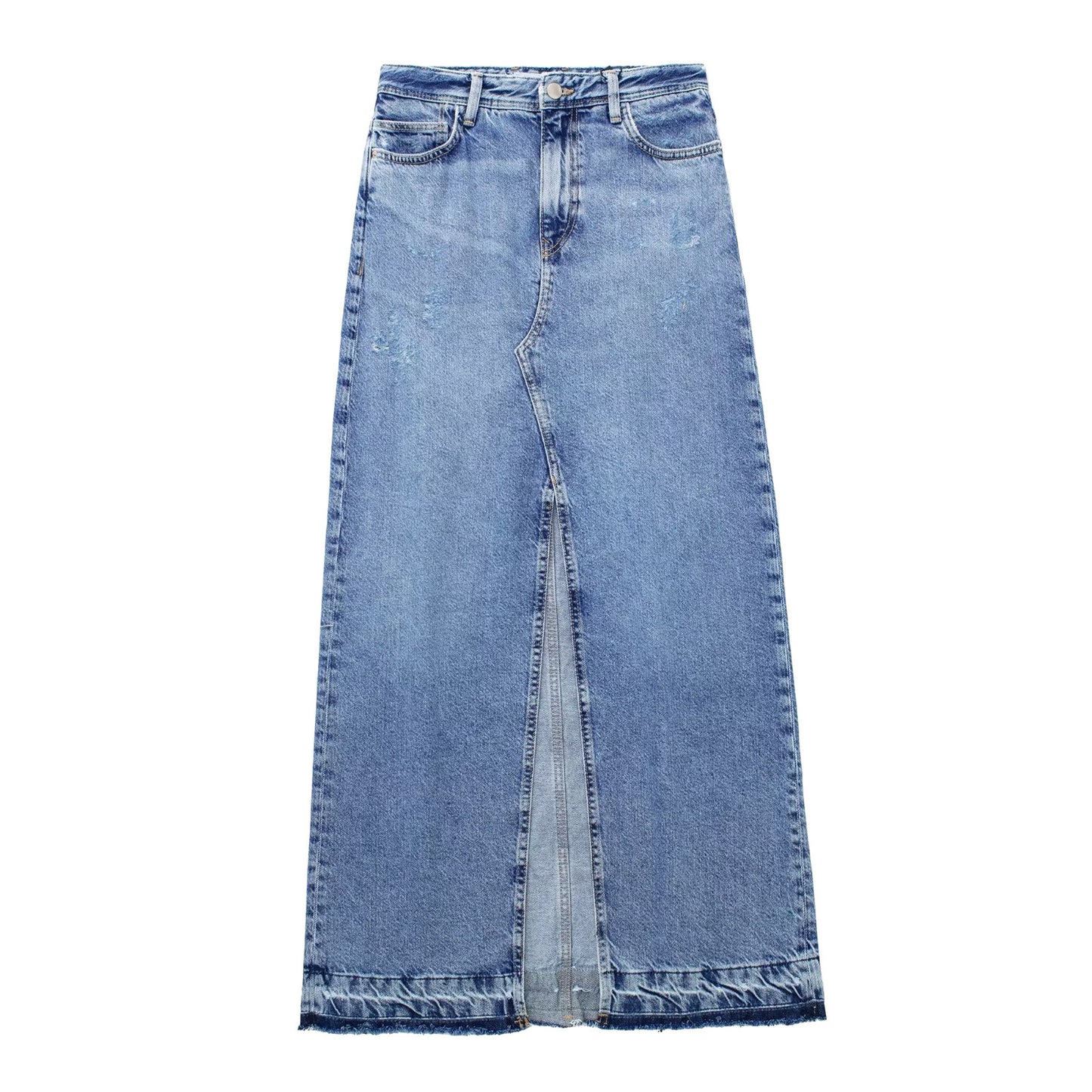 Jupe Longue en Jean avec Fente Taille Haute & Style Tendance