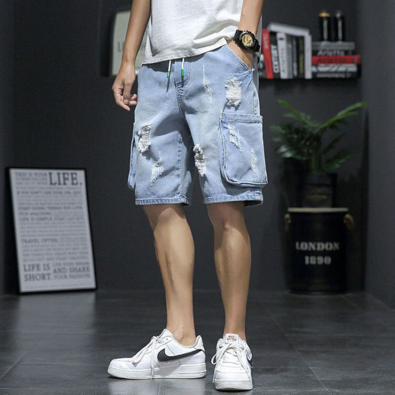 Short en jean déchiré pour homme Coupe ample et tendance, style décontracté, disponible en grande taille