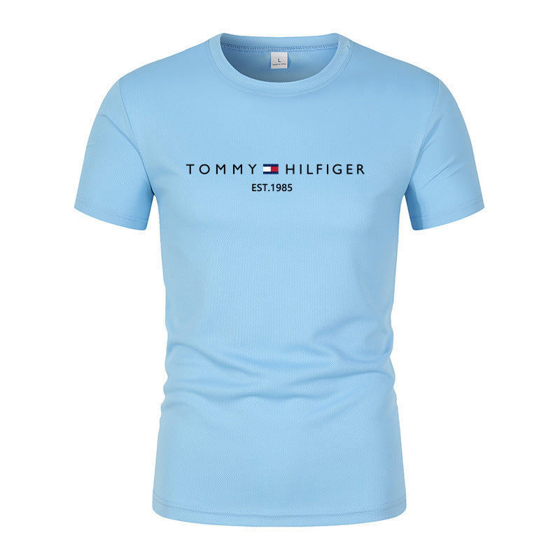 T-shirt homme en coton épais manches courtes, imprimé tendance, coupe ample