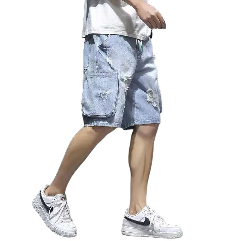 Short en jean déchiré pour homme Coupe ample et tendance, style décontracté, disponible en grande taille
