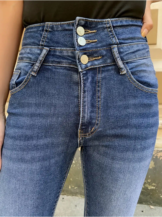 Jean Slim Femme Taille Haute Look Sexy et Élancé