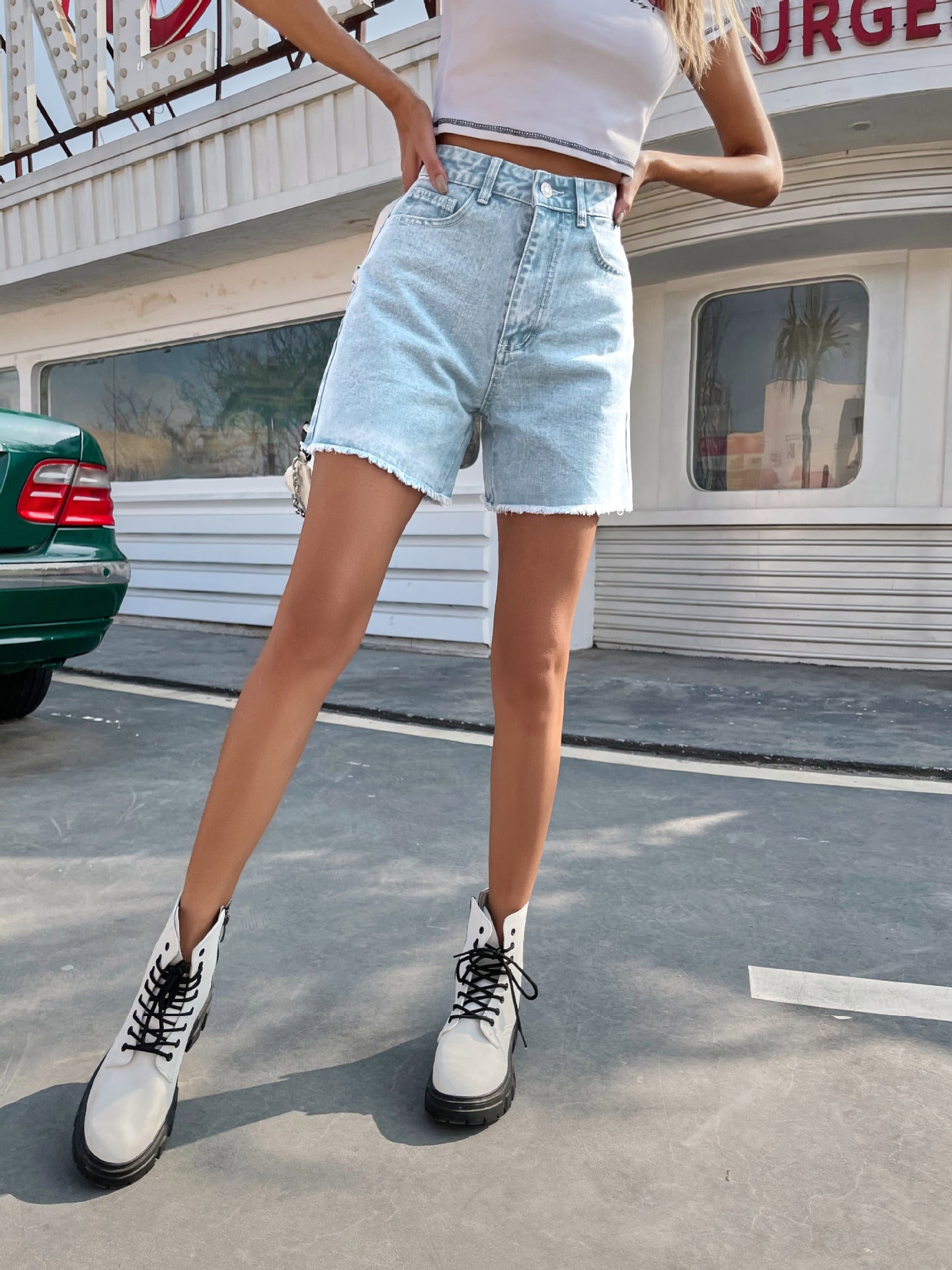 Short en Jean Femme Taille Haute Style Décontracté & Tendance
