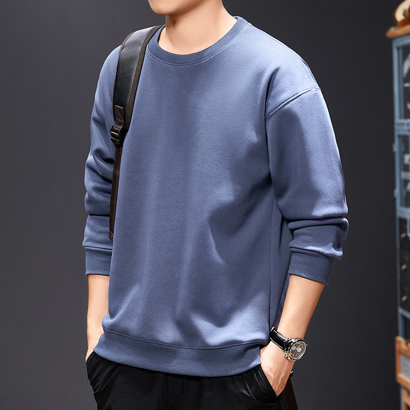 Sweat-shirt uni pour homme Col rond, coupe ample et décontractée, manches longues, style polyvalent