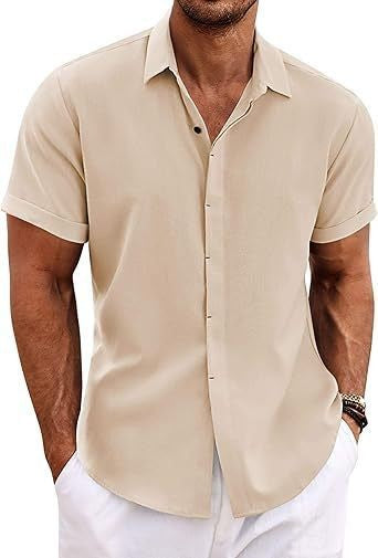 Chemise Homme Lin Manches Courtes Style Décontracté & Estival