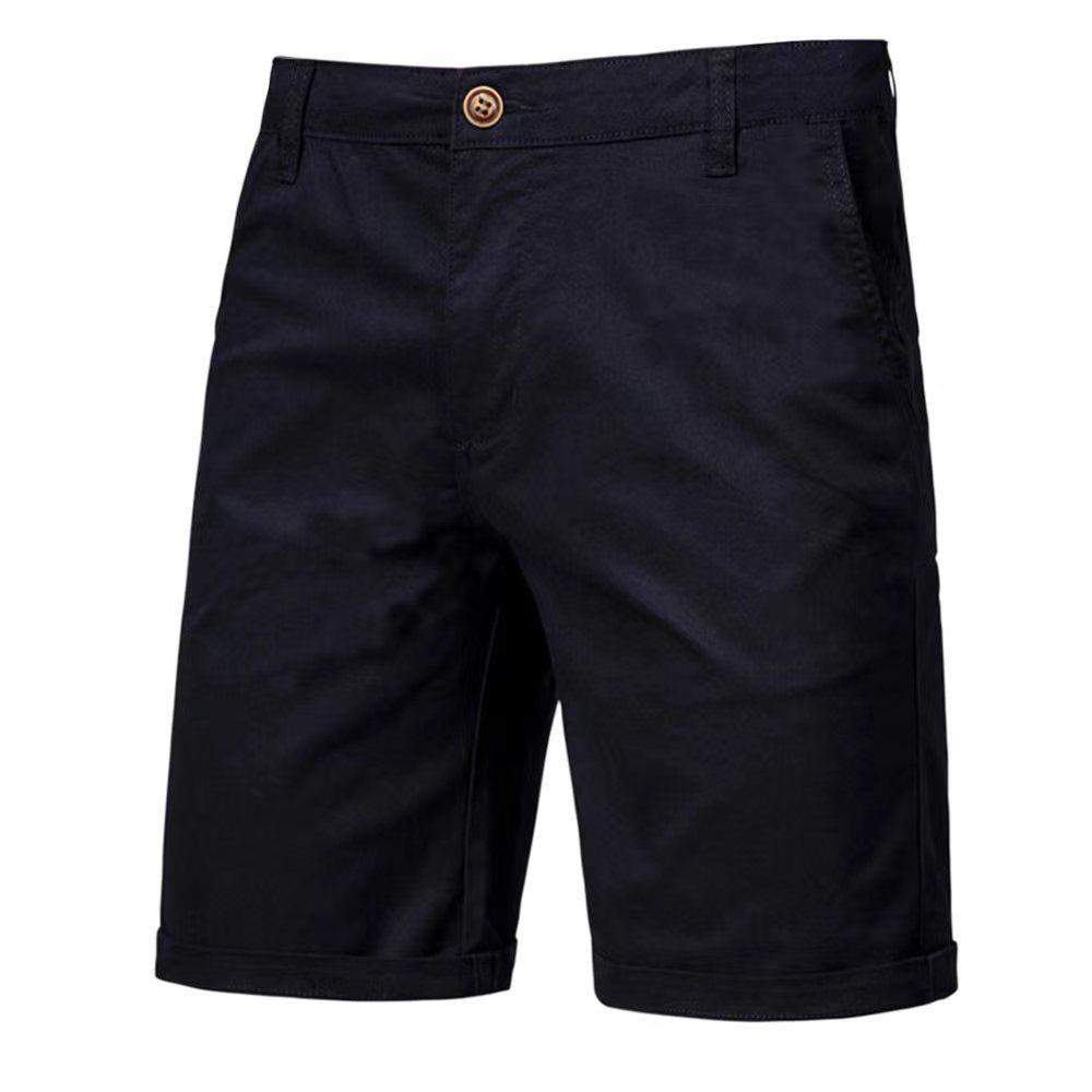 Shorts en coton décontractés pour homme, coupe droite et ajustée, longueur cinq points, couleur unie, grande taille, style sportif européen et américain.