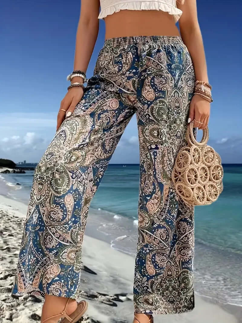 Spot European and American Amazon hot new products bohemian paisley print wide-leg pants women's women's pants