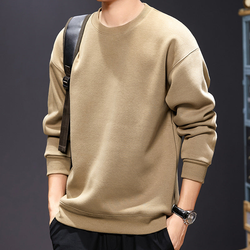 Sweat-shirt uni pour homme Col rond, coupe ample et décontractée, manches longues, style polyvalent
