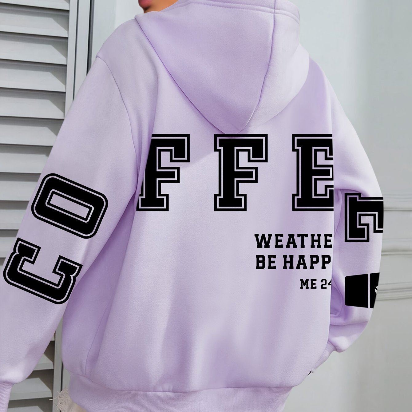 Sweat à capuche imprimé "COFFEE" style européen Casual & tendance