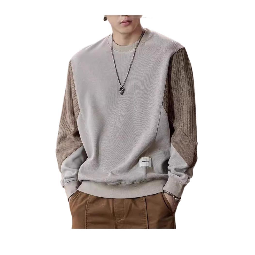 Sweat-shirt pour homme Col rond, coupe ample, style décontracté et élégant, manches longues