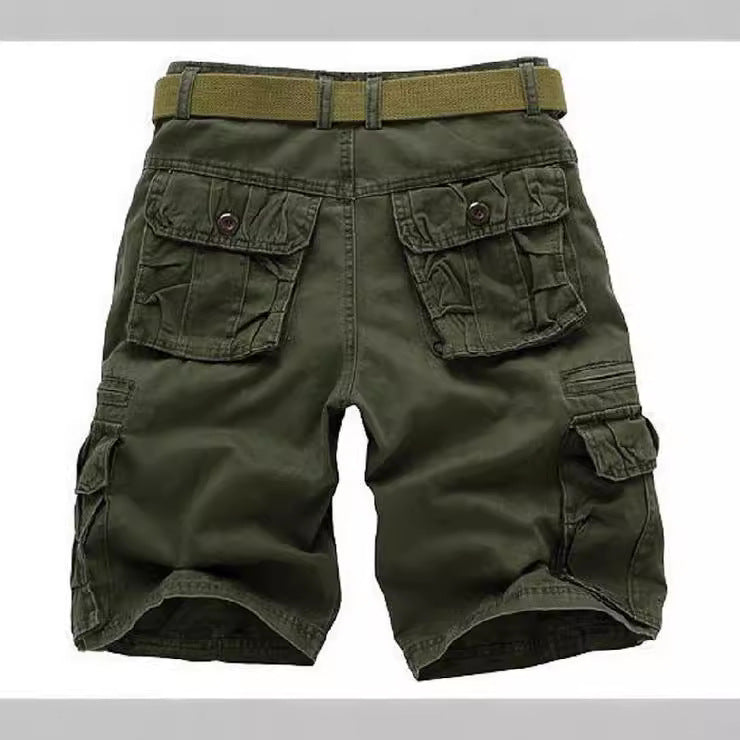 Short cargo en coton pour homme Mi-long, multi-poches, style décontracté et sportif, tissu épais et résistant