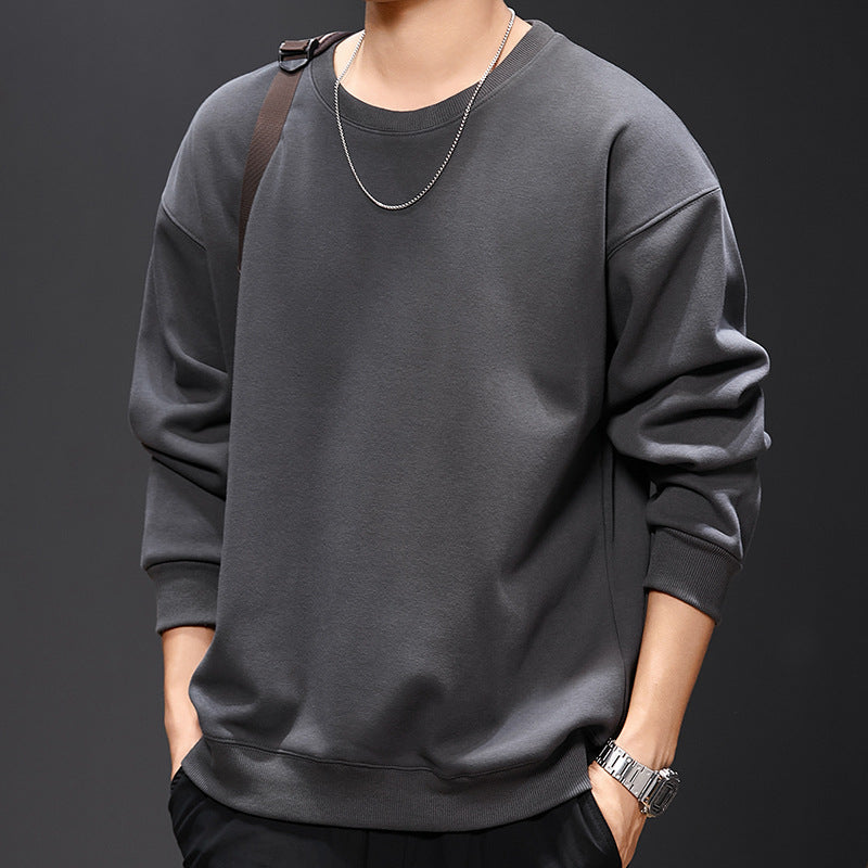 Sweat-shirt uni pour homme Col rond, coupe ample et décontractée, manches longues, style polyvalent
