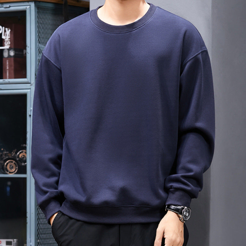 Sweat-shirt uni pour homme Col rond, coupe ample et décontractée, manches longues, style polyvalent