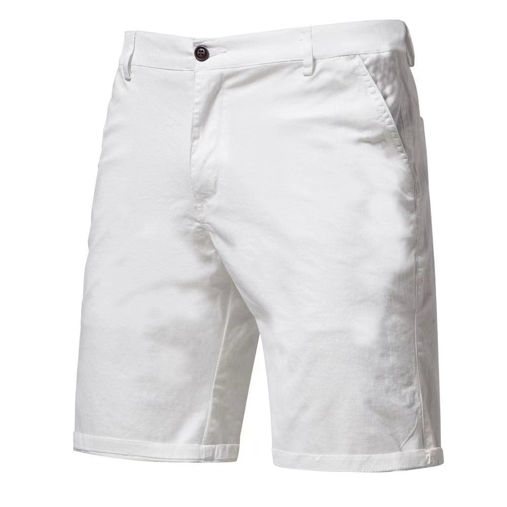 Shorts en coton décontractés pour homme, coupe droite et ajustée, longueur cinq points, couleur unie, grande taille, style sportif européen et américain.