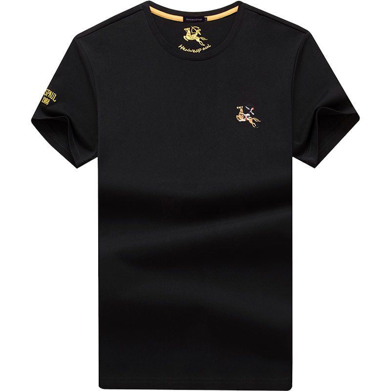 T-shirt homme en coton col rond, manches courtes, coupe ample, grandes tailles