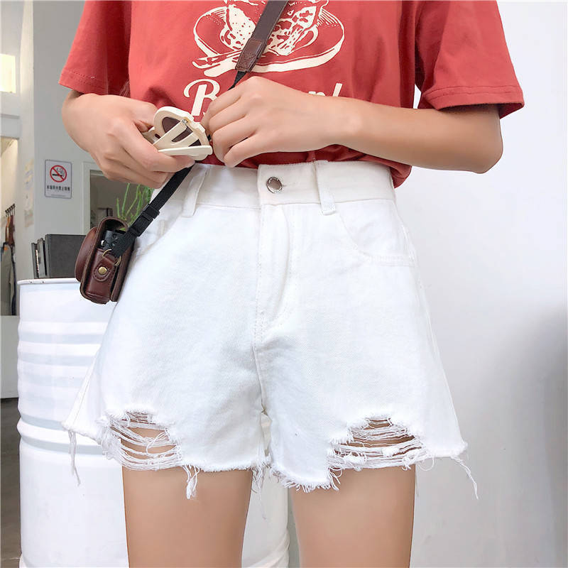Short en Jean Femme Taille Haute, Évasé & Effet Usé
