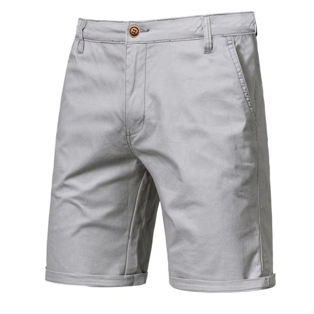 Shorts en coton décontractés pour homme, coupe droite et ajustée, longueur cinq points, couleur unie, grande taille, style sportif européen et américain.