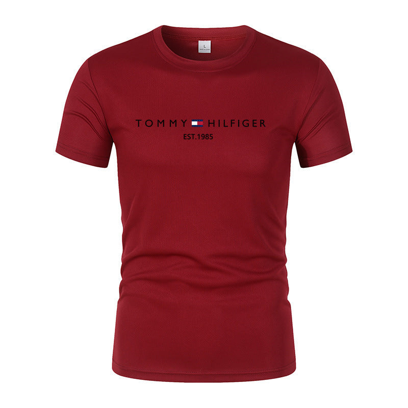 T-shirt homme en coton épais manches courtes, imprimé tendance, coupe ample