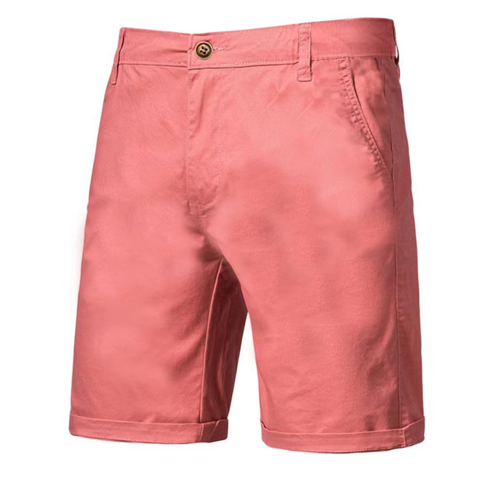 Shorts en coton décontractés pour homme, coupe droite et ajustée, longueur cinq points, couleur unie, grande taille, style sportif européen et américain.