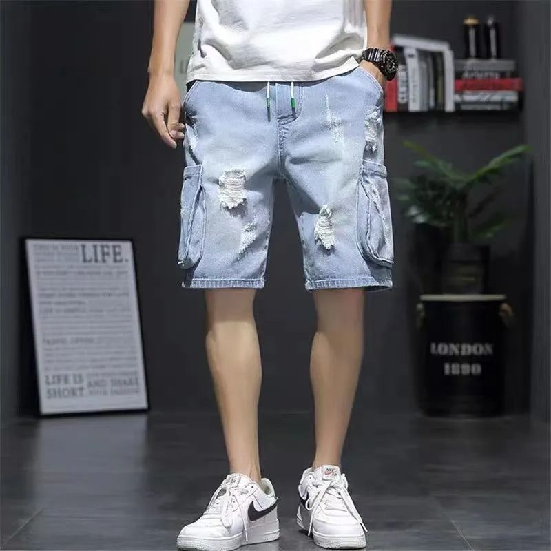 Short en jean déchiré pour homme Coupe ample et tendance, style décontracté, disponible en grande taille