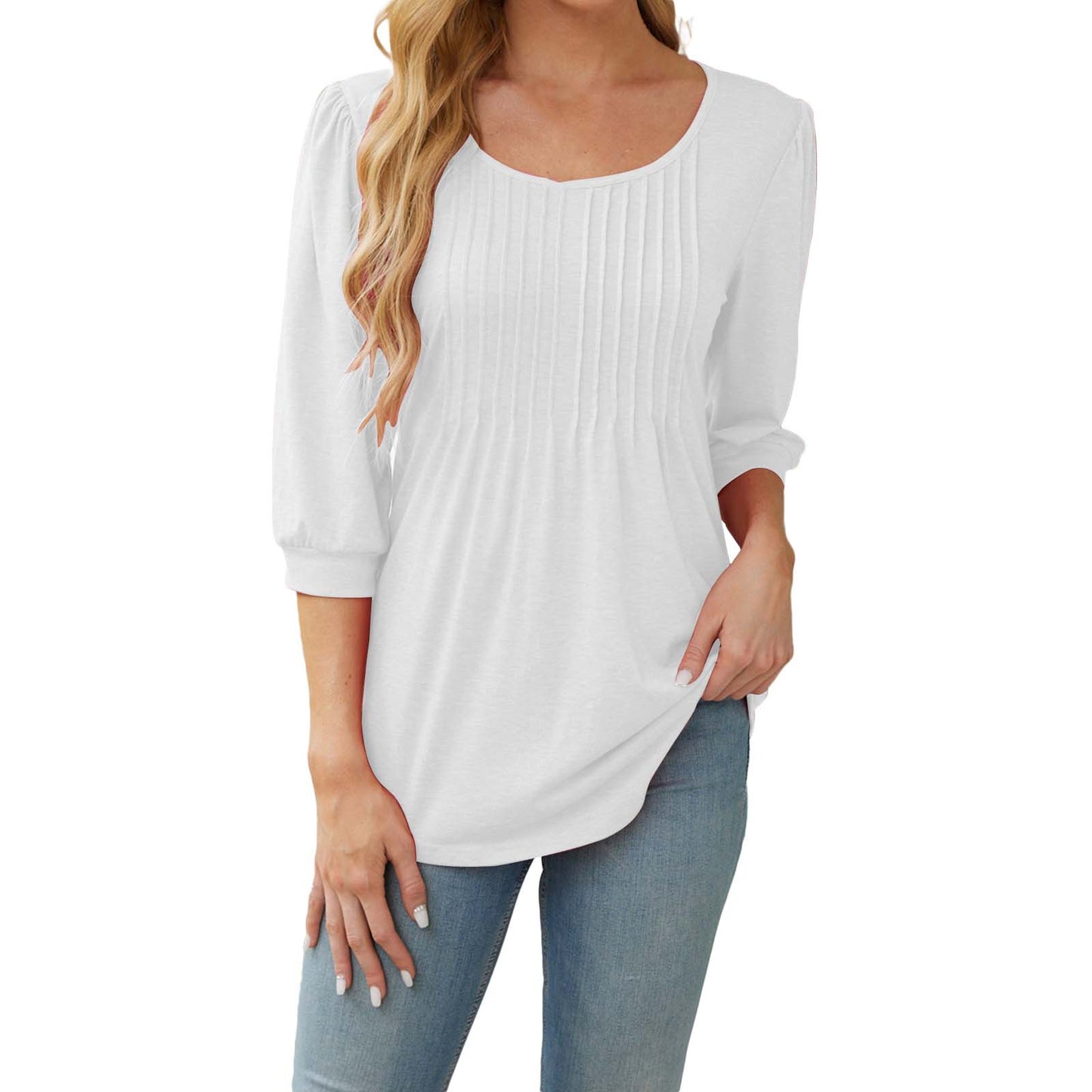 Round Neck Drawstring Half Sleeve Women's T-shirt Tops