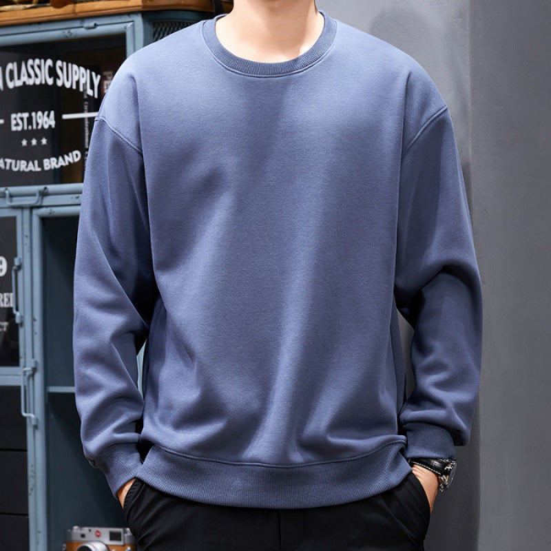 Sweat-shirt uni pour homme Col rond, coupe ample et décontractée, manches longues, style polyvalent