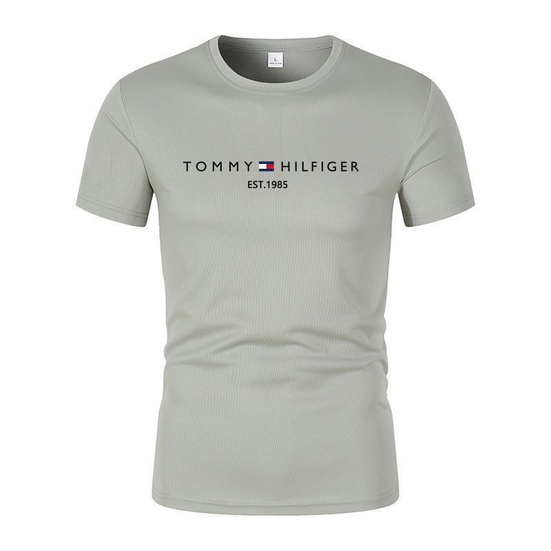 T-shirt homme en coton épais manches courtes, imprimé tendance, coupe ample