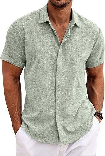 Chemise Homme Lin Manches Courtes Style Décontracté & Estival