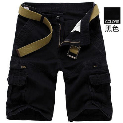 Short cargo en coton pour homme Mi-long, multi-poches, style décontracté et sportif, tissu épais et résistant