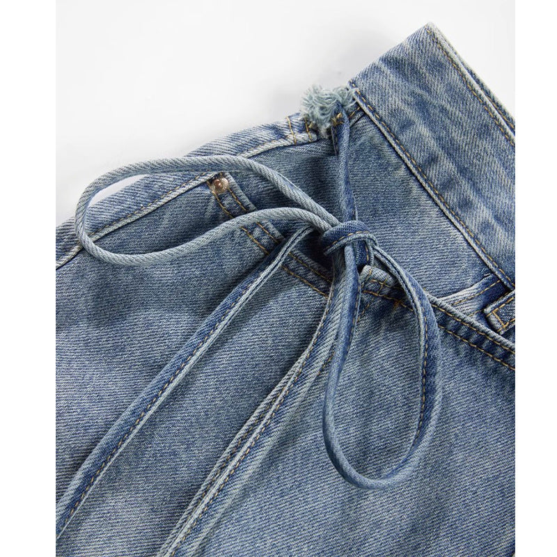 Short-Jupe en Jean d'Été Taille Haute & Coupe Trapèze Asymétrique